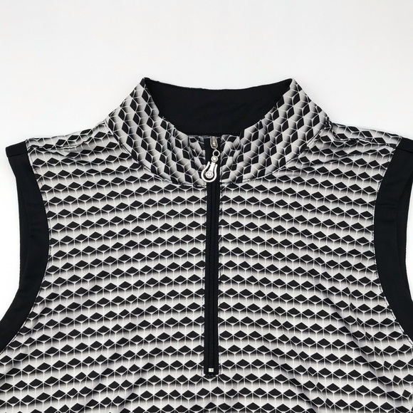 NWT Emerald 18 Golf Dress 1/4 Zip Mock Neck Sleeveless UPF 50 Black/White Size M - Picture 3 of 8